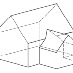 Dachverschneidung eines symmetrischen Anbaus